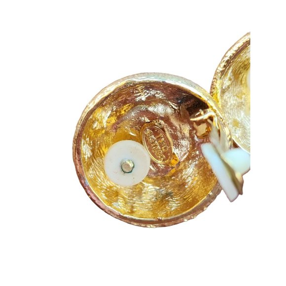 Vintage 80s Two Sisters Lucite Moghul Clip Earrings (A4230) - Picture 3 of 5